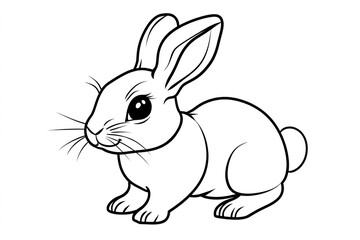 Obraz premium Rabbit, coloring page for kids, line art, black and white.