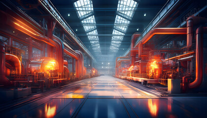 明亮先进的现代化数字工厂设备 