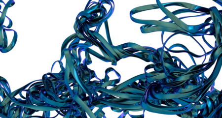 Abstract Blue Ribbons on a Black Background