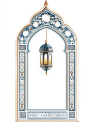 Obraz premium Ornate Islamic Arch with Hanging Lantern.
