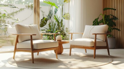 Minimalist Living Room with Armchairs and Natural Light