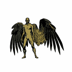 Flying man ilustration ligo design 