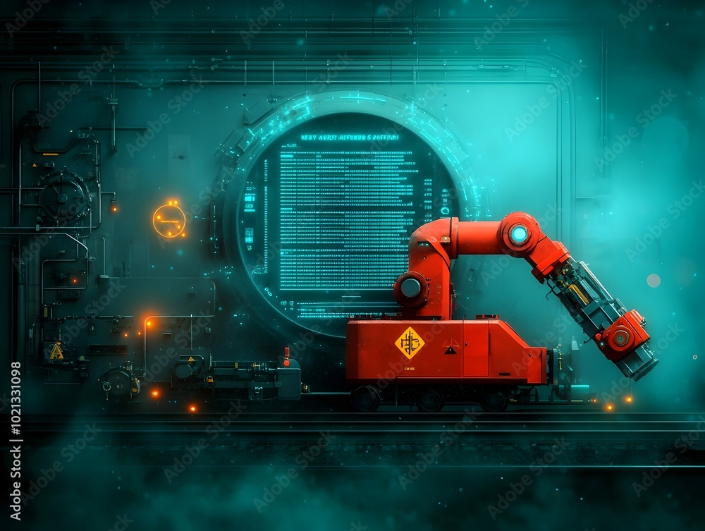 Poster automated freight train terminal orchestrating the efficient distribution of goods with articulated 