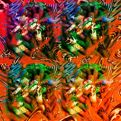 Digital  collage fabric designs with graphics consisting of wavy textures, leopard patterns and various 