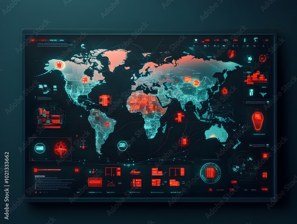 Aufkleber futuristic dashboard monitoring global logistics networks container ships and distribution hubs for 