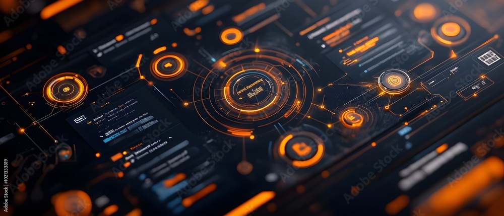 Poster futuristic data analytics interface with sleek ui design and dynamic hud elements immersive game env