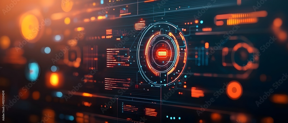 Poster futuristic digital data presentation with minimalist yet visually striking user interface design sea