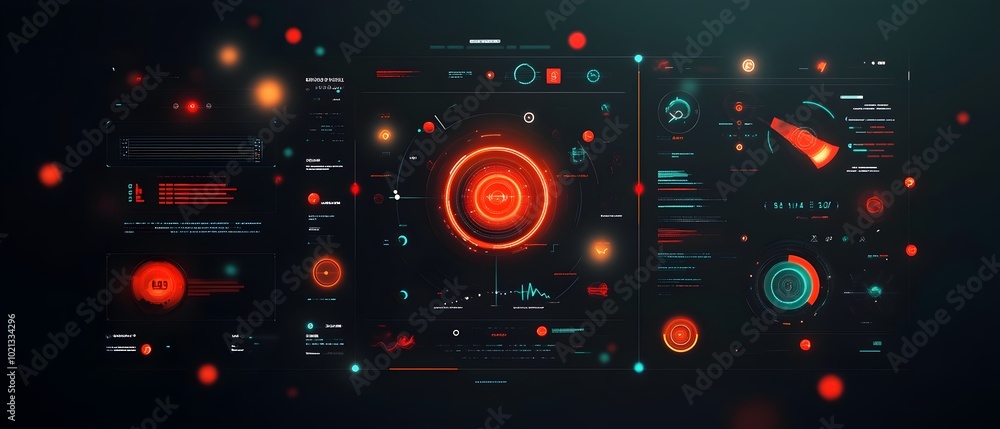 Poster futuristic digital data presentation with a minimalist yet visually striking user interface design s