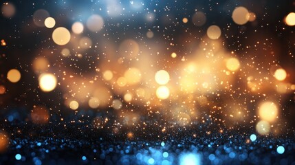Obraz premium background of abstract glitter lights. blue, gold and black. de focused. banner