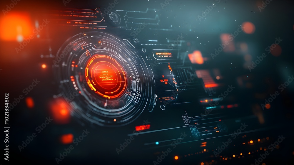 Poster sleek and immersive futuristic game background design featuring advanced hud and intricate gui eleme