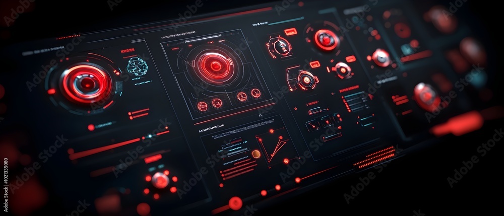 Poster futuristic immersive gaming console with a sleek and advanced user interface neon lit touch sensors 