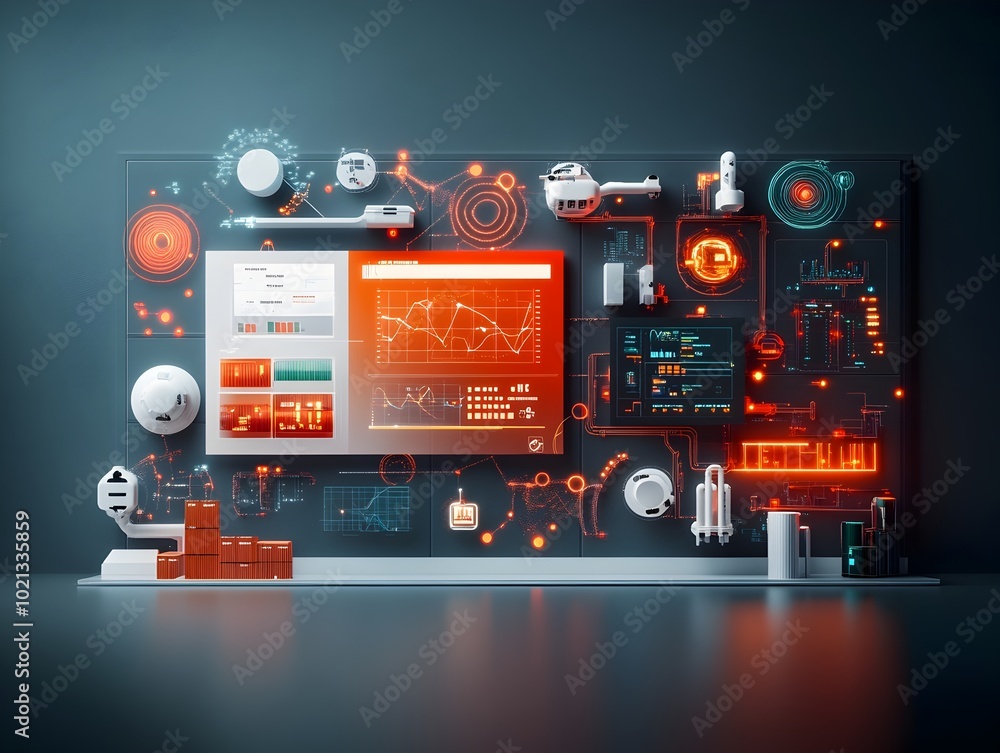 Poster futuristic interconnected global shipping command center with ai powered logistics dynamic 3d projec