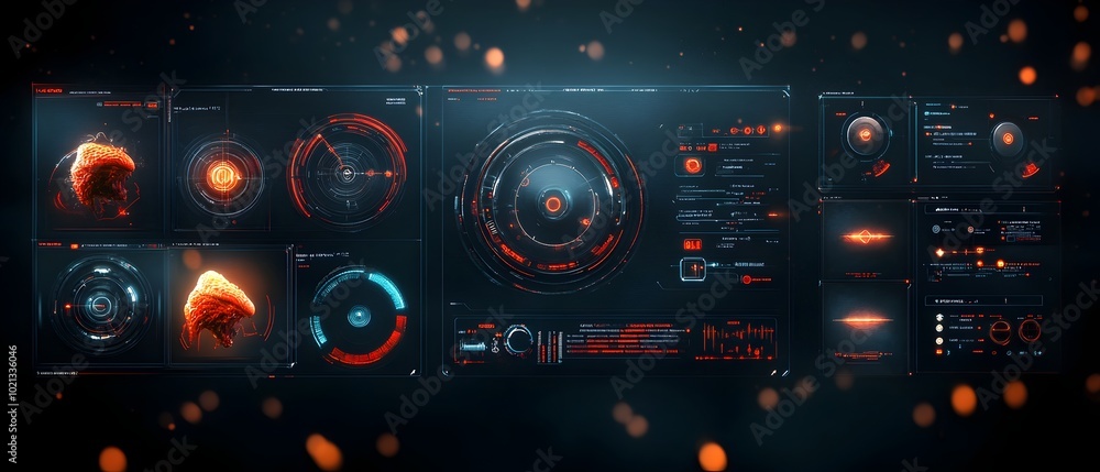 Poster futuristic and immersive holographic user interface featuring cutting edge digital display technolog