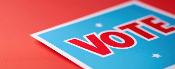 Obraz premium Vote sign with bold lettering on a vibrant background.