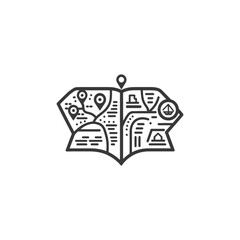 Folded Map with Pin and Location Markers