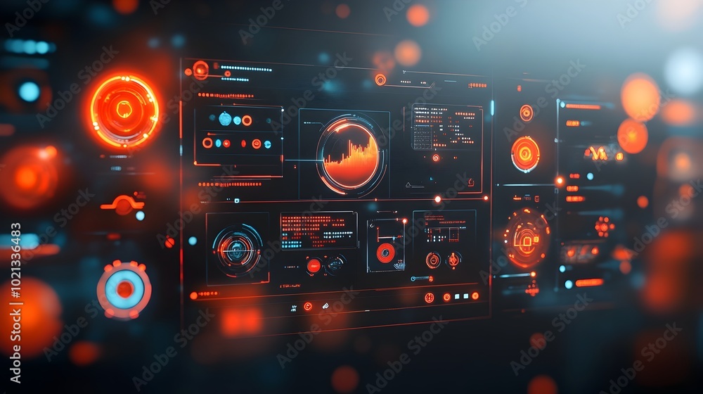 Poster breathtaking futuristic hud and gui elements woven into a captivating game background powered by sle