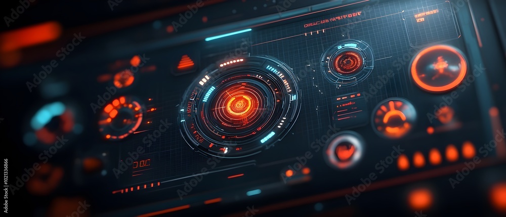 Poster immersive futuristic holographic interface with cutting edge digital display technology featuring en