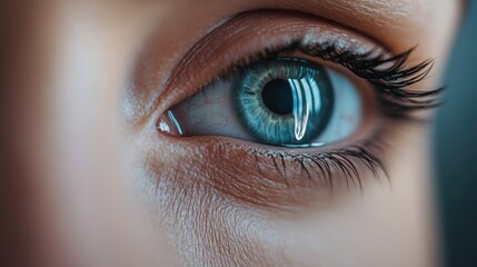 Fototapeta premium Close-Up of a Blue Eye with Detailed Iris Patterns, AI