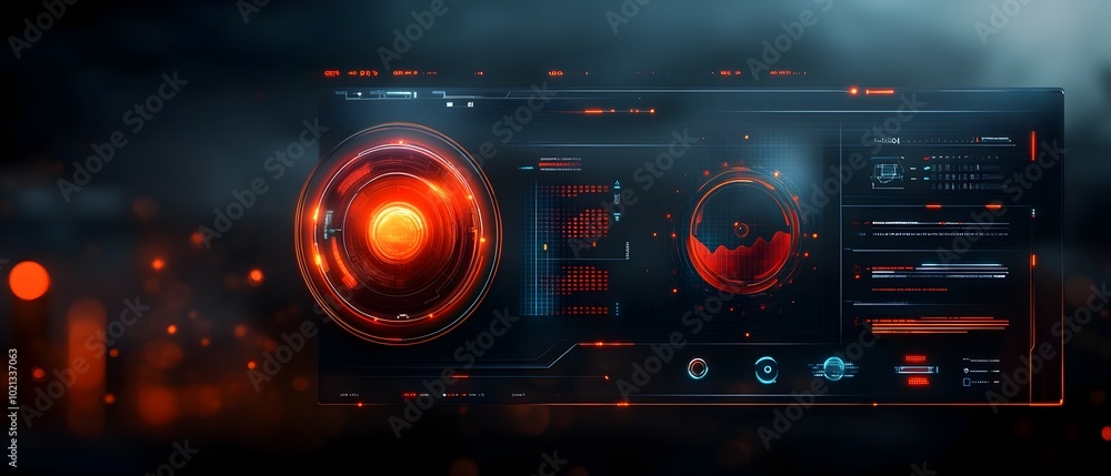 Poster futuristic and minimalist user interface design featuring a bold captivating hud with abstract data 