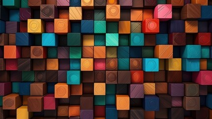 A captivating AI abstract artwork features a colorful array of cubes, creating a mesmerizing visual feast of geometry and vibrant hues.