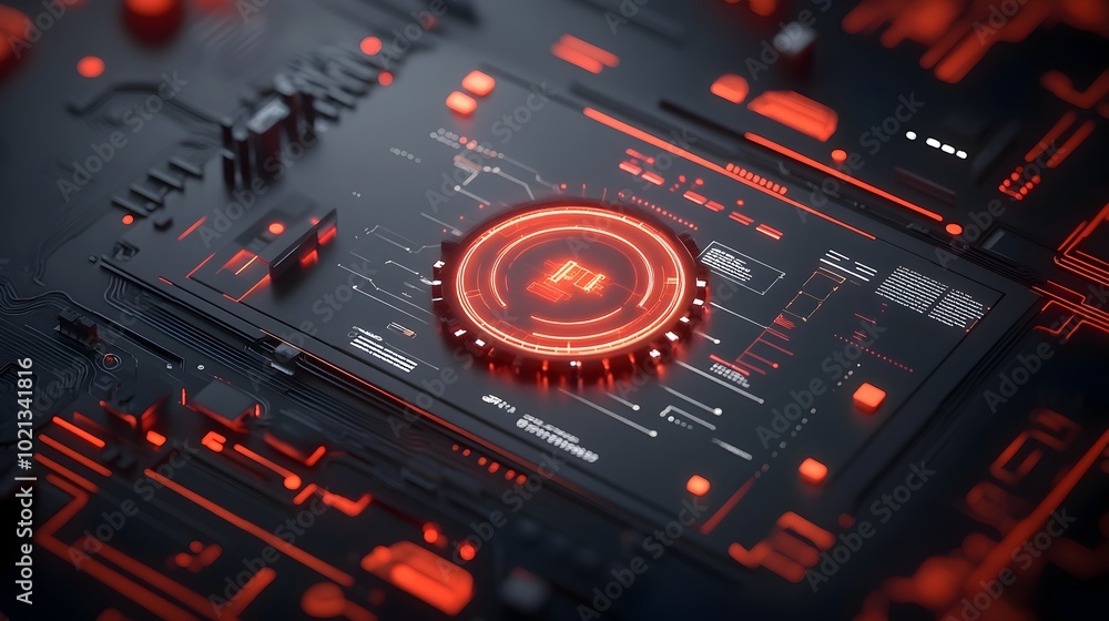 Poster mesmerizing futuristic technology background with sleek minimalist and vibrant hud and gui elements 