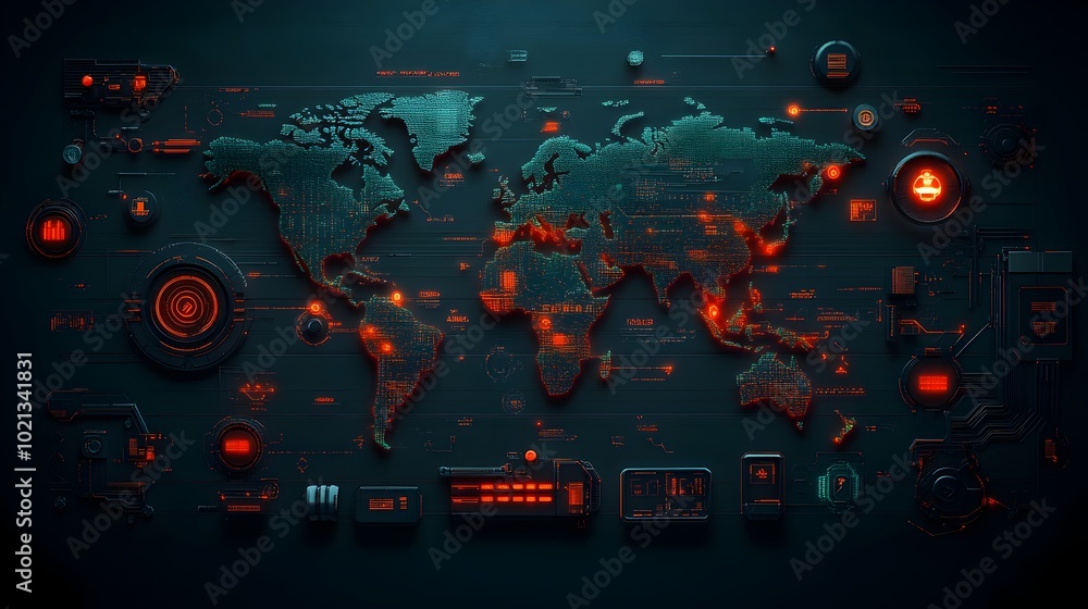 Poster futuristic ai powered global logistics and transportation network with seamless data visualization a