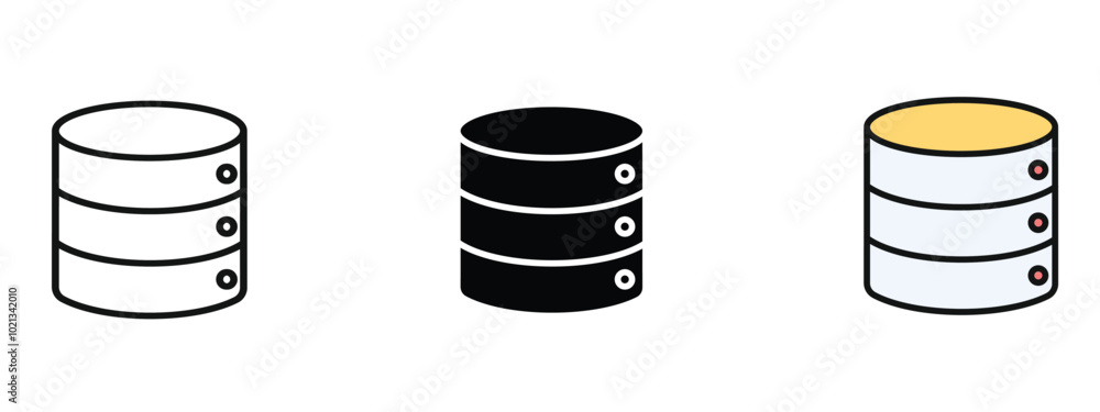 Fototapete set of database icons, database icons in silhouette and editable color in unexpanded vector form