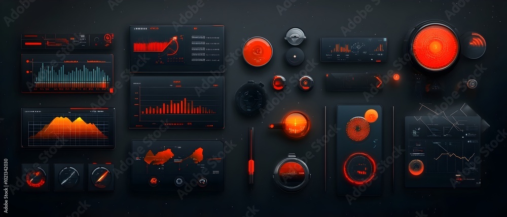 Poster futuristic holographic interface showcasing intricate data visualization dynamic system monitoring d