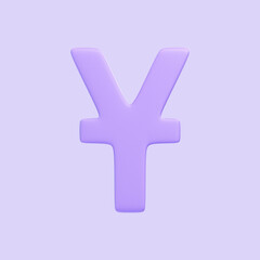 Purple Yen Symbol on Light Background