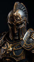 Fototapeta premium Dark Art Depicting a Futuristic Greek Warrio