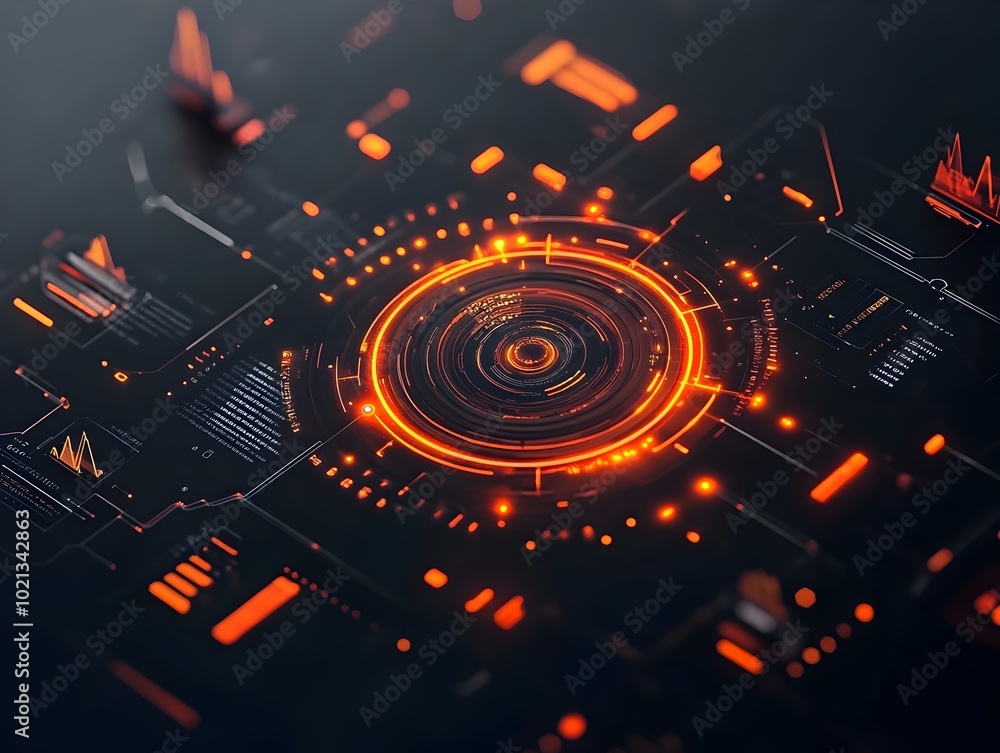 Poster captivating futuristic user experience featuring a holographic hud with intricate data overlays an e