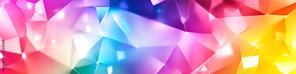 Poster a bright, abstract pattern of overlapping squares with a large text area
