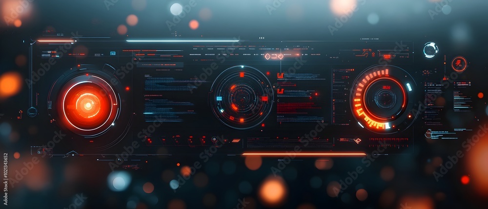 Poster futuristic minimalist user interface with cutting edge technology gui and holographic data visualiza