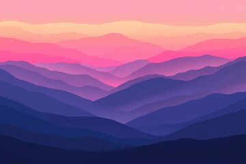 Obraz premium Silhouetted Mountain Ranges at Dusk with a Gradient Sky