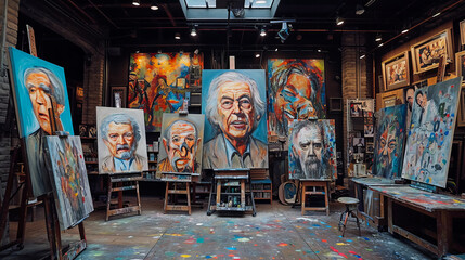 Obraz premium Capturing Creativity in the Art Studio. Journey of an Artist