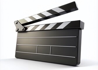 Digital clapboard for film production, movie making, and video editing, isolated on white background