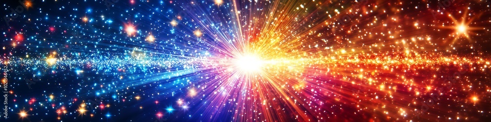 Poster a bright, abstract starburst pattern with a large central area for text