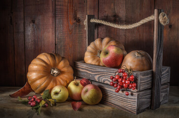 Pumpkin and fruits with nuts