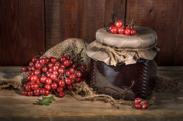 Berries and a jar of jam