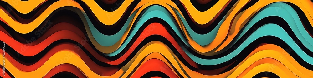 Poster a bright, abstract zigzag pattern with a large central area for text