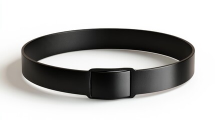 Black weightlifting belt on a white background essential for back support and safety during strength training and heavy lifting workouts.. Generative AI