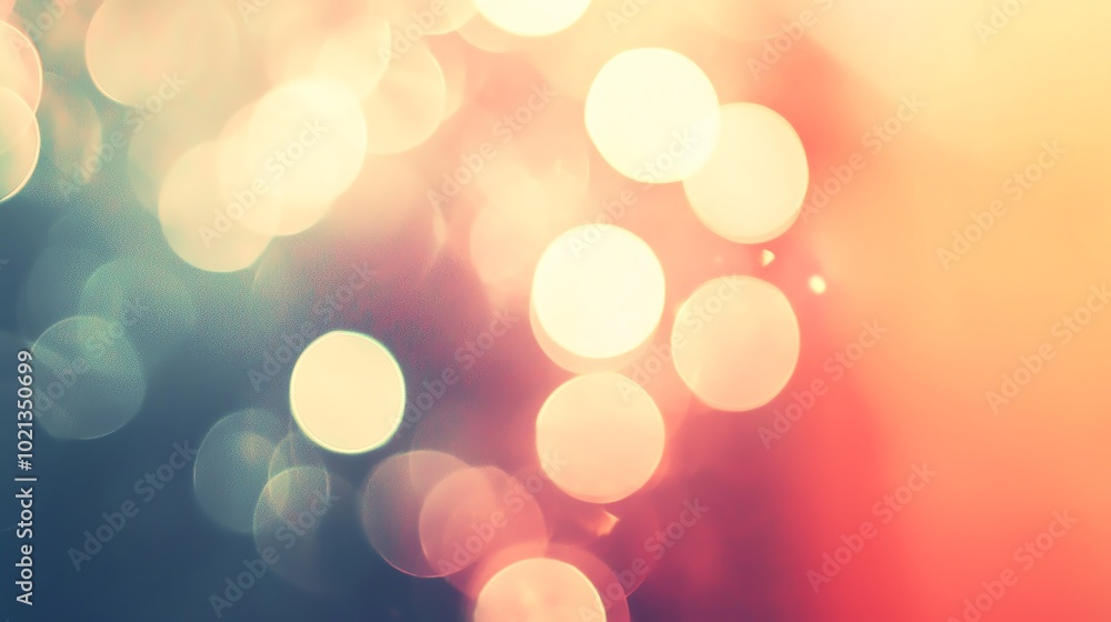 Poster a dreamy abstract background featuring soft bokeh lights in warm hues, perfect for creating a serene