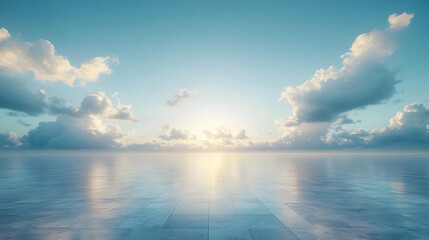 Obraz premium Abstract Background, Tile Floor, Sunset Sky, Cloudscape