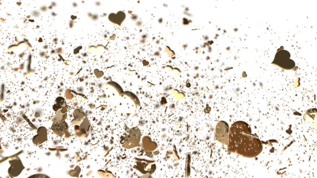 Falling red and pink hearts isolated on transparent background. Valentine’s day design.