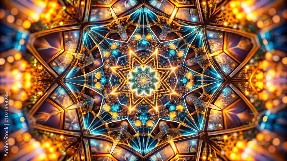 Poster diverse examples of lines of symmetry in various geometric shapes and patterns for educational use