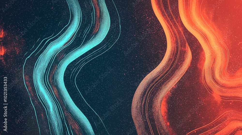 Poster abstract wavy lines in vibrant colors create a dynamic visual experience, perfect for modern designs