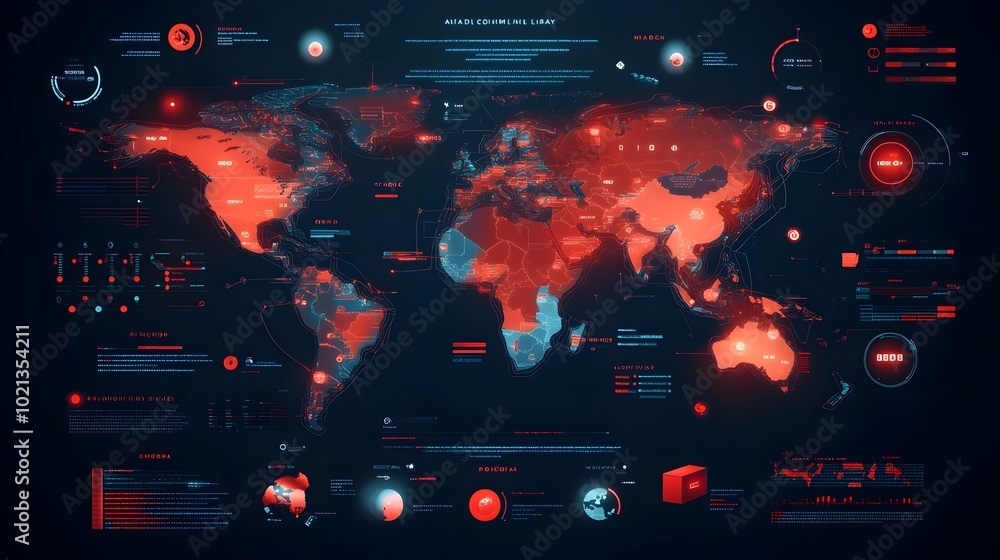 Poster detailed global logistics map tracking supply chain and container ship movements advanced technology