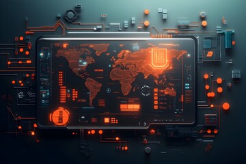 Obraz premium Innovative Global Logistics Ecosystem with AI Powered Supply Chain Optimization and Holographic Interfaces