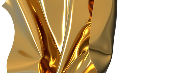Golden fabric flowing gracefully a luxurious abstract