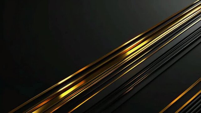 Diagonal golden stripes crisscross smooth black-grey background, woven, metallic fabric. weaving motion stripes appear overlap, 4k High-Quality luxurious background Animation Video